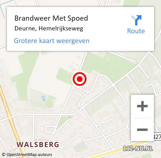 Locatie op kaart van de 112 melding: Brandweer Met Spoed Naar Deurne, Hemelrijkseweg op 25 september 2022 15:12