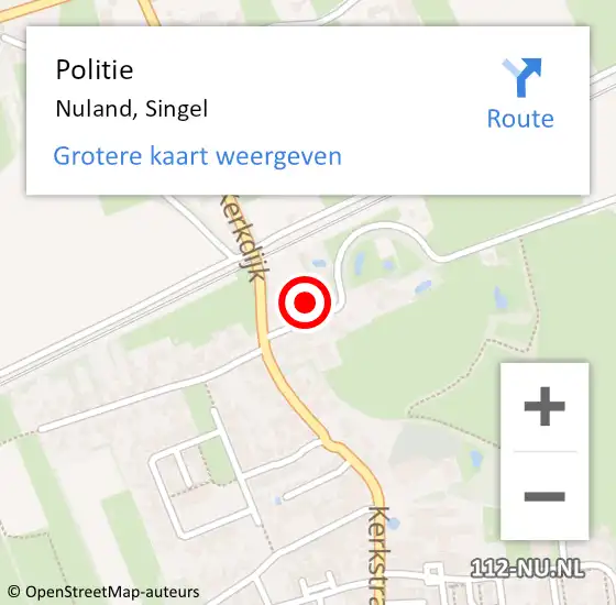 Locatie op kaart van de 112 melding: Politie Nuland, Singel op 25 september 2022 15:13
