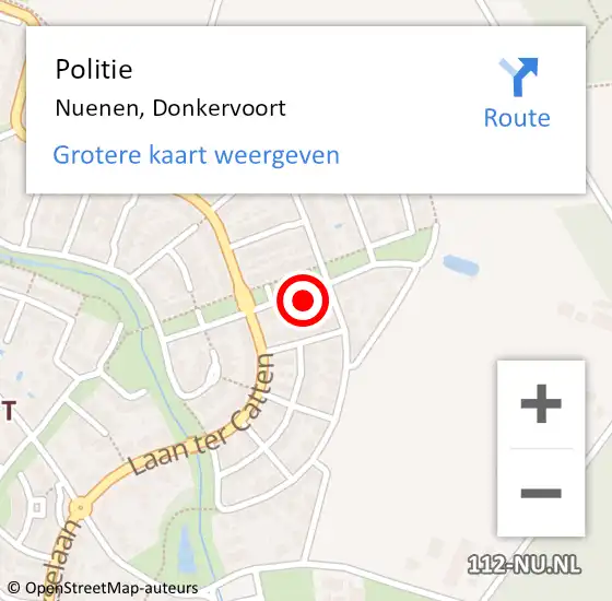 Locatie op kaart van de 112 melding: Politie Nuenen, Donkervoort op 25 september 2022 15:15