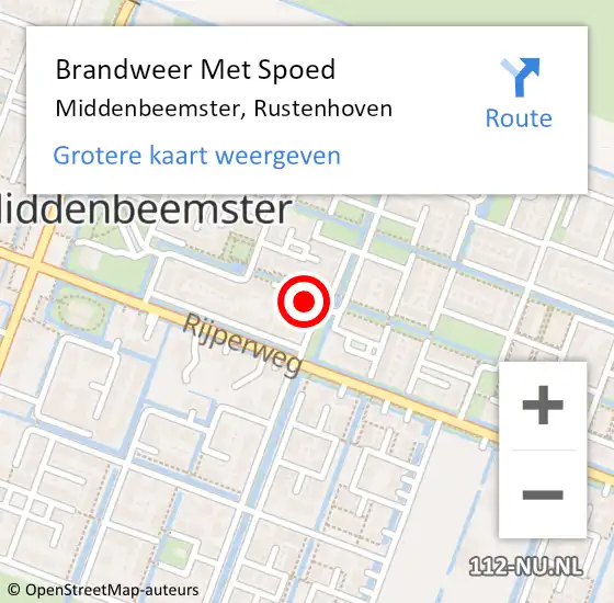 Locatie op kaart van de 112 melding: Brandweer Met Spoed Naar Middenbeemster, Rustenhoven op 25 september 2022 15:28