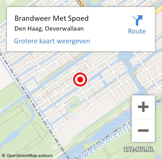 Locatie op kaart van de 112 melding: Brandweer Met Spoed Naar Den Haag, Oeverwallaan op 25 september 2022 15:33