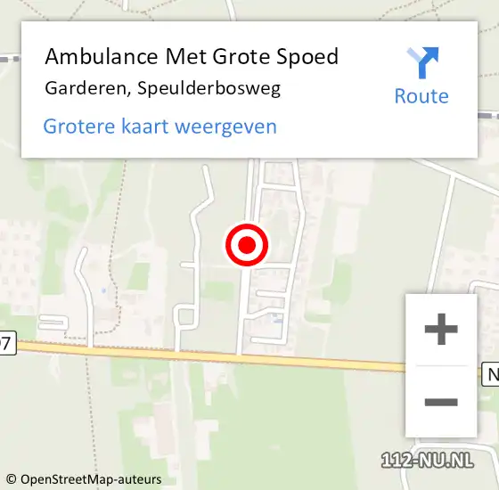 Locatie op kaart van de 112 melding: Ambulance Met Grote Spoed Naar Garderen, Speulderbosweg op 25 september 2022 15:41