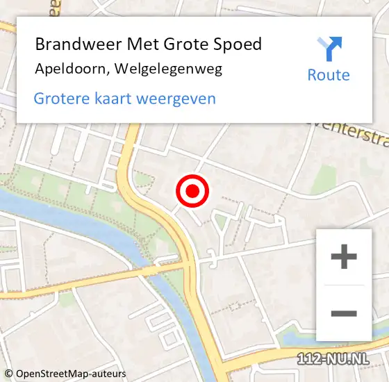 Locatie op kaart van de 112 melding: Brandweer Met Grote Spoed Naar Apeldoorn, Welgelegenweg op 25 september 2022 16:36