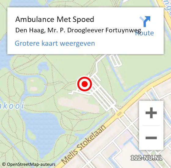 Locatie op kaart van de 112 melding: Ambulance Met Spoed Naar Den Haag, Mr. P. Droogleever Fortuynweg op 25 september 2022 16:40