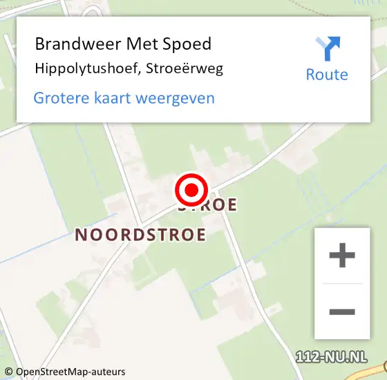 Locatie op kaart van de 112 melding: Brandweer Met Spoed Naar Hippolytushoef, Stroeërweg op 25 september 2022 16:43