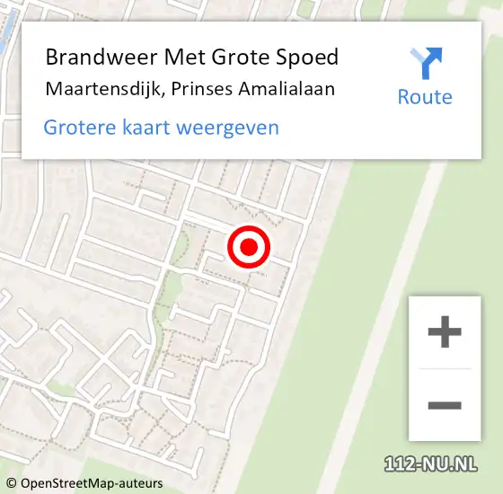 Locatie op kaart van de 112 melding: Brandweer Met Grote Spoed Naar Maartensdijk, Prinses Amalialaan op 25 september 2022 17:08