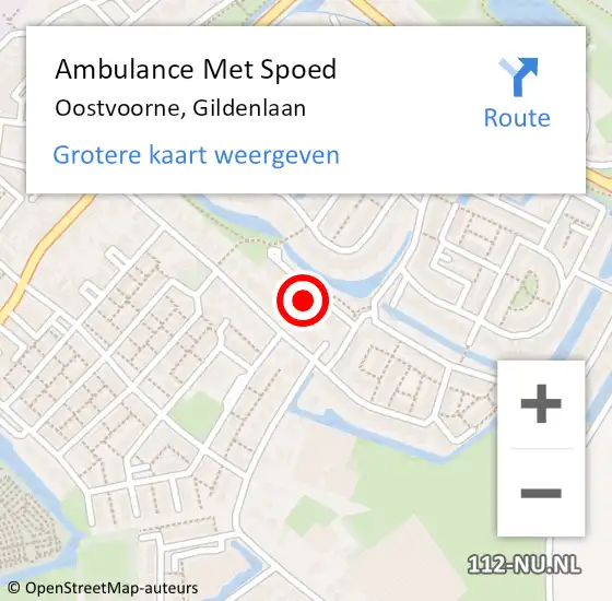 Locatie op kaart van de 112 melding: Ambulance Met Spoed Naar Oostvoorne, Gildenlaan op 25 september 2022 17:15