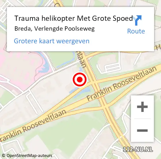 Locatie op kaart van de 112 melding: Trauma helikopter Met Grote Spoed Naar Breda, Verlengde Poolseweg op 25 september 2022 17:21