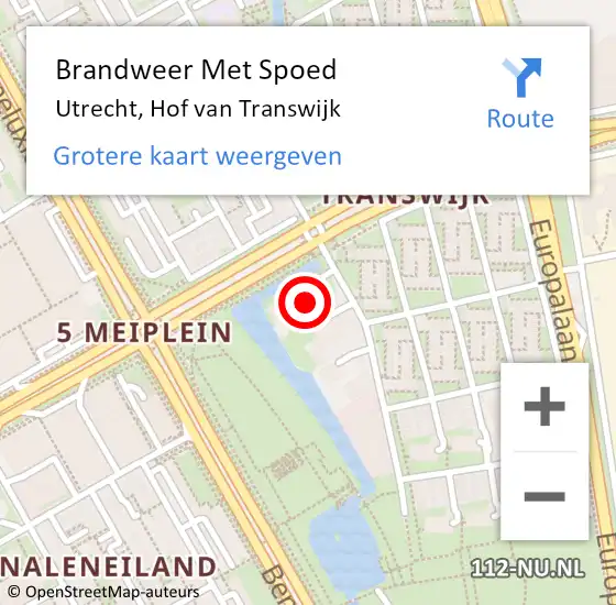 Locatie op kaart van de 112 melding: Brandweer Met Spoed Naar Utrecht, Hof van Transwijk op 25 september 2022 17:21