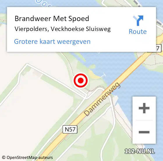 Locatie op kaart van de 112 melding: Brandweer Met Spoed Naar Vierpolders, Veckhoekse Sluisweg op 25 september 2022 17:27