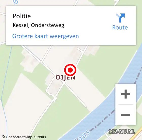 Locatie op kaart van de 112 melding: Politie Kessel, Ondersteweg op 25 september 2022 17:35
