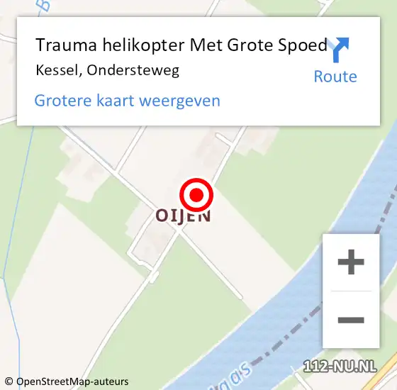 Locatie op kaart van de 112 melding: Trauma helikopter Met Grote Spoed Naar Kessel, Ondersteweg op 25 september 2022 17:41