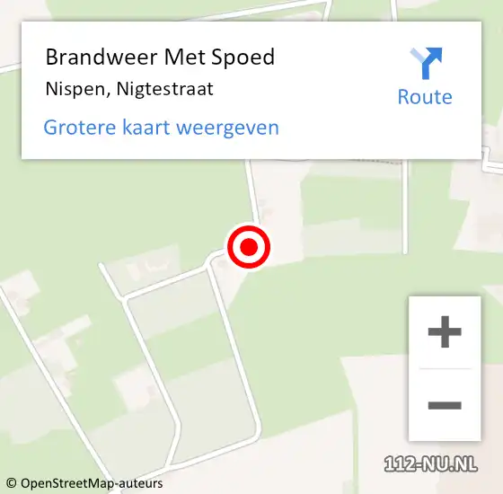 Locatie op kaart van de 112 melding: Brandweer Met Spoed Naar Nispen, Nigtestraat op 25 september 2022 17:53