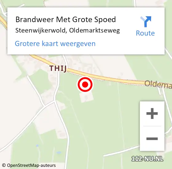 Locatie op kaart van de 112 melding: Brandweer Met Grote Spoed Naar Steenwijkerwold, Oldemarktseweg op 25 september 2022 18:23