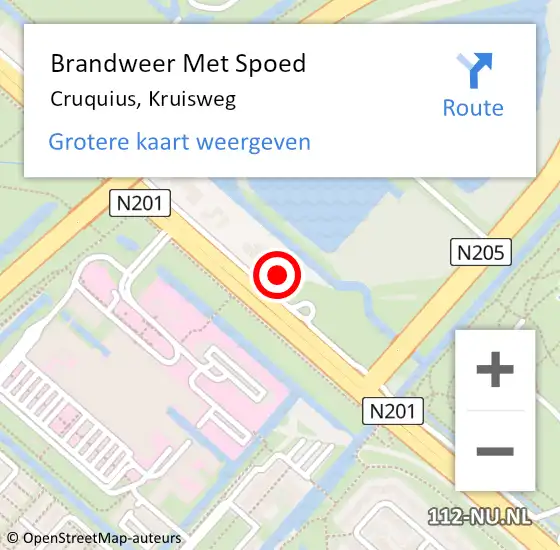 Locatie op kaart van de 112 melding: Brandweer Met Spoed Naar Cruquius, Kruisweg op 25 september 2022 19:07