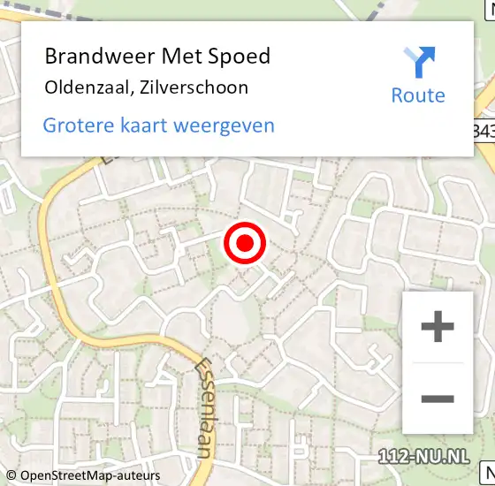 Locatie op kaart van de 112 melding: Brandweer Met Spoed Naar Oldenzaal, Zilverschoon op 25 september 2022 19:16