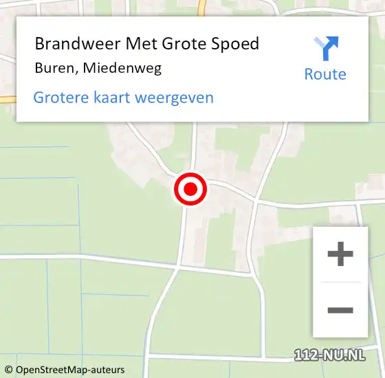 Locatie op kaart van de 112 melding: Brandweer Met Grote Spoed Naar Buren, Miedenweg op 25 september 2022 19:20
