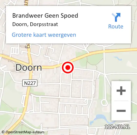 Locatie op kaart van de 112 melding: Brandweer Geen Spoed Naar Doorn, Dorpsstraat op 25 september 2022 19:55