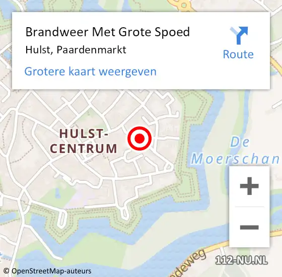 Locatie op kaart van de 112 melding: Brandweer Met Grote Spoed Naar Hulst, Paardenmarkt op 25 september 2022 20:02