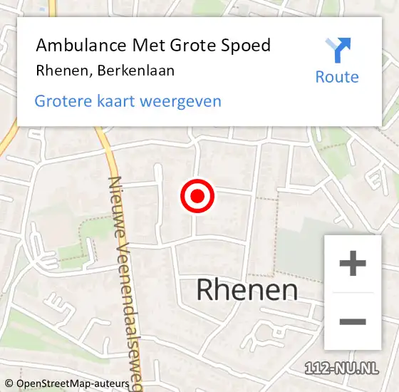 Locatie op kaart van de 112 melding: Ambulance Met Grote Spoed Naar Rhenen, Berkenlaan op 25 september 2022 20:17