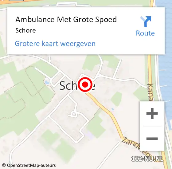 Locatie op kaart van de 112 melding: Ambulance Met Grote Spoed Naar Schore op 25 september 2022 20:21