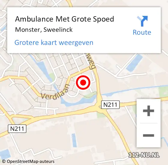 Locatie op kaart van de 112 melding: Ambulance Met Grote Spoed Naar Monster, Sweelinck op 25 september 2022 20:27