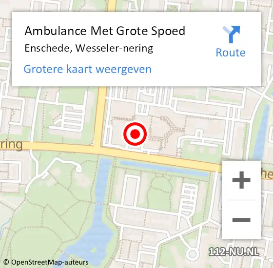 Locatie op kaart van de 112 melding: Ambulance Met Grote Spoed Naar Enschede, Wesseler-nering op 25 september 2022 20:32