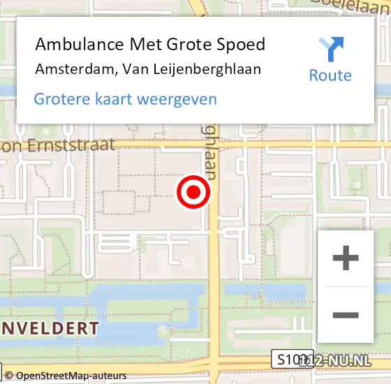 Locatie op kaart van de 112 melding: Ambulance Met Grote Spoed Naar Amsterdam, Van Leijenberghlaan op 25 september 2022 21:44