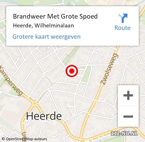 Locatie op kaart van de 112 melding: Brandweer Met Grote Spoed Naar Heerde, Wilhelminalaan op 25 september 2022 22:01