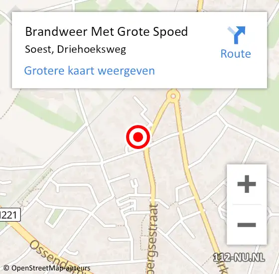 Locatie op kaart van de 112 melding: Brandweer Met Grote Spoed Naar Soest, Driehoeksweg op 25 september 2022 22:25