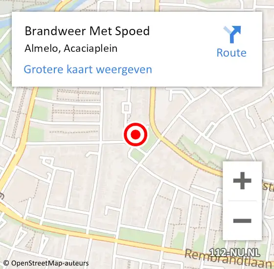 Locatie op kaart van de 112 melding: Brandweer Met Spoed Naar Almelo, Acaciaplein op 25 september 2022 22:28