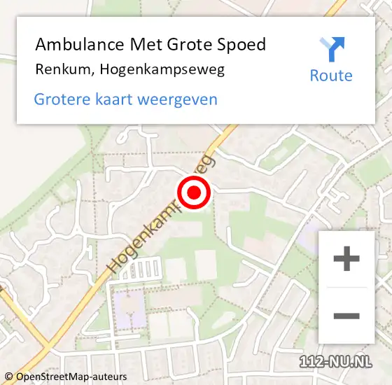 Locatie op kaart van de 112 melding: Ambulance Met Grote Spoed Naar Renkum, Hogenkampseweg op 25 september 2022 22:32