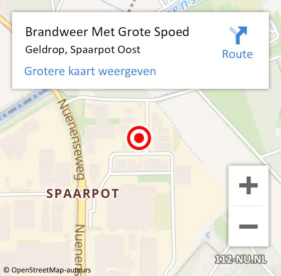 Locatie op kaart van de 112 melding: Brandweer Met Grote Spoed Naar Geldrop, Spaarpot Oost op 25 september 2022 23:12