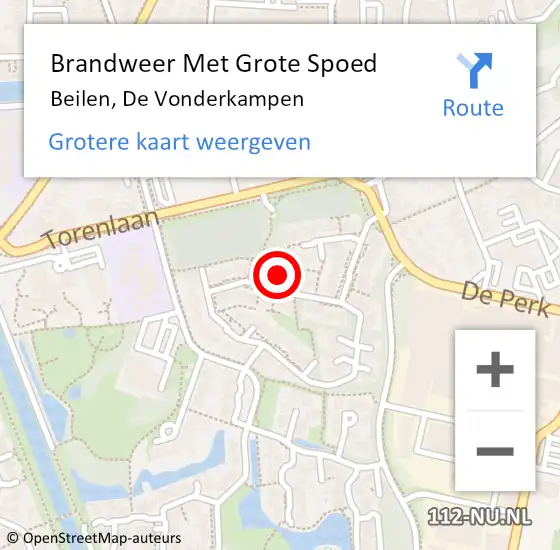 Locatie op kaart van de 112 melding: Brandweer Met Grote Spoed Naar Beilen, De Vonderkampen op 25 september 2022 23:30