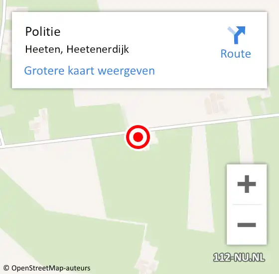 Locatie op kaart van de 112 melding: Politie Heeten, Heetenerdijk op 25 september 2022 23:43