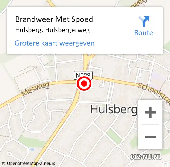 Locatie op kaart van de 112 melding: Brandweer Met Spoed Naar Hulsberg, Hulsbergerweg op 25 september 2022 23:51