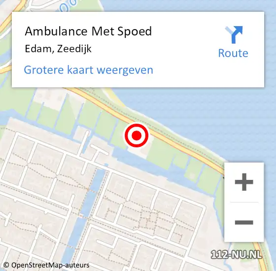 Locatie op kaart van de 112 melding: Ambulance Met Spoed Naar Edam, Zeedijk op 26 september 2022 00:00