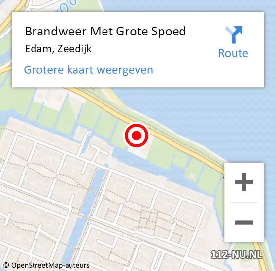 Locatie op kaart van de 112 melding: Brandweer Met Grote Spoed Naar Edam, Zeedijk op 26 september 2022 00:00