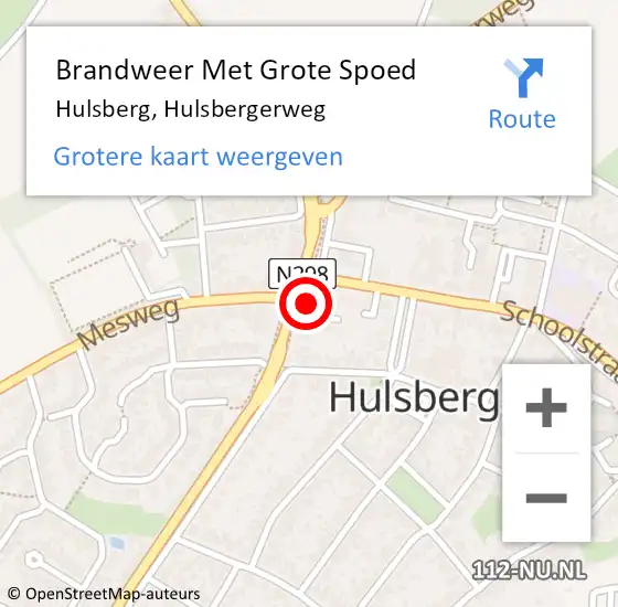 Locatie op kaart van de 112 melding: Brandweer Met Grote Spoed Naar Hulsberg, Hulsbergerweg op 26 september 2022 00:11