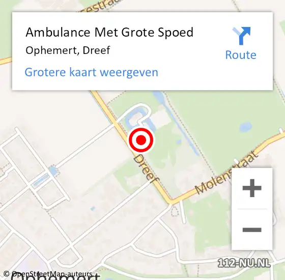 Locatie op kaart van de 112 melding: Ambulance Met Grote Spoed Naar Ophemert, Dreef op 26 september 2022 00:48
