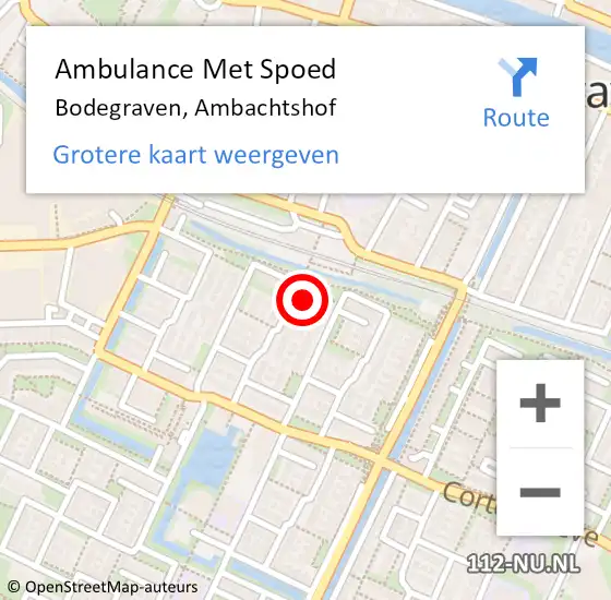 Locatie op kaart van de 112 melding: Ambulance Met Spoed Naar Bodegraven, Ambachtshof op 26 september 2022 00:49