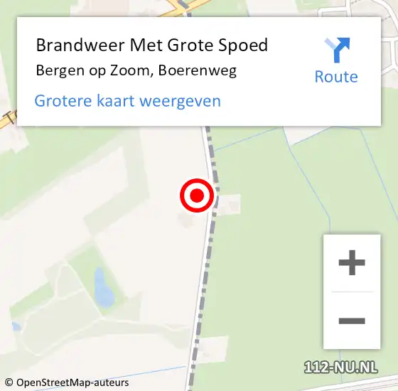 Locatie op kaart van de 112 melding: Brandweer Met Grote Spoed Naar Bergen op Zoom, Boerenweg op 26 september 2022 01:21