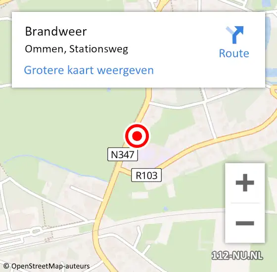 Locatie op kaart van de 112 melding: Brandweer Ommen, Stationsweg op 26 september 2022 01:45