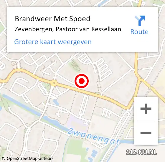 Locatie op kaart van de 112 melding: Brandweer Met Spoed Naar Zevenbergen, Pastoor van Kessellaan op 26 september 2022 02:46