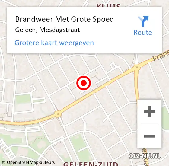 Locatie op kaart van de 112 melding: Brandweer Met Grote Spoed Naar Geleen, Mesdagstraat op 26 september 2022 03:37