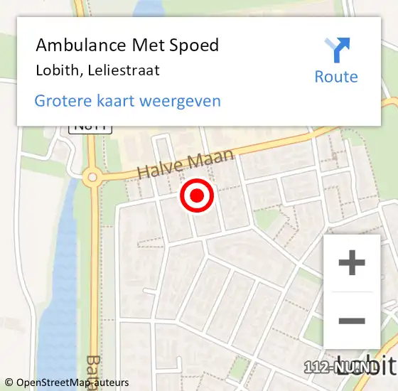 Locatie op kaart van de 112 melding: Ambulance Met Spoed Naar Lobith, Leliestraat op 26 september 2022 04:42