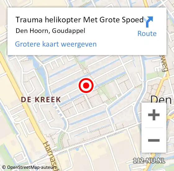 Locatie op kaart van de 112 melding: Trauma helikopter Met Grote Spoed Naar Den Hoorn, Goudappel op 26 september 2022 06:44