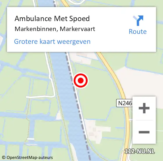 Locatie op kaart van de 112 melding: Ambulance Met Spoed Naar Markenbinnen, Markervaart op 26 september 2022 07:09