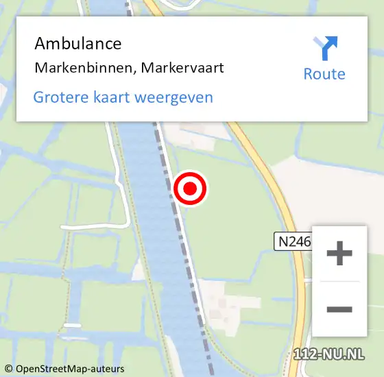 Locatie op kaart van de 112 melding: Ambulance Markenbinnen, Markervaart op 26 september 2022 07:12