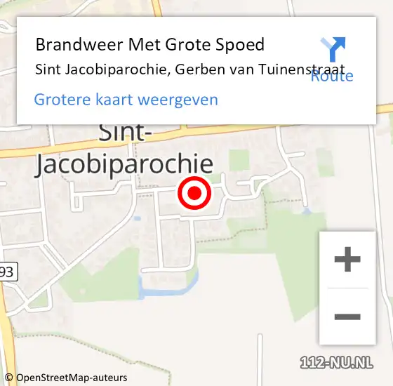 Locatie op kaart van de 112 melding: Brandweer Met Grote Spoed Naar Sint Jacobiparochie, Gerben van Tuinenstraat op 26 september 2022 07:50